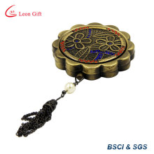 Flower Shape Bronze Makeup Mirror with Tassel